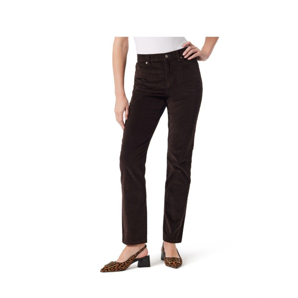 NWT! Women's Gloria Vanderbilt Amanda Corduroy 5 Pocket Jeans, Dark Brown, 16